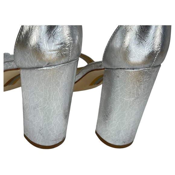 Sam Edelman Womens Yaro Block Heels Silver Metallic Size 8.5M - Picture 12 of 15